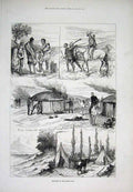 Original Old Antique Print Kaffir War Africa Galeka Fingo 1878 19th