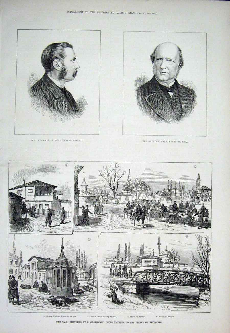 Original Old Antique Print Portrait Swiney Wright Szathmari Roumania War 1878