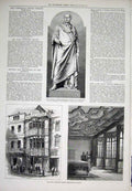 Original Old Antique Print Consort Statue Pindar Bishopgate London 1878 19th
