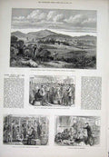 Original Old Antique Print Lovedale South Africa Troop Ship 1878 19th
