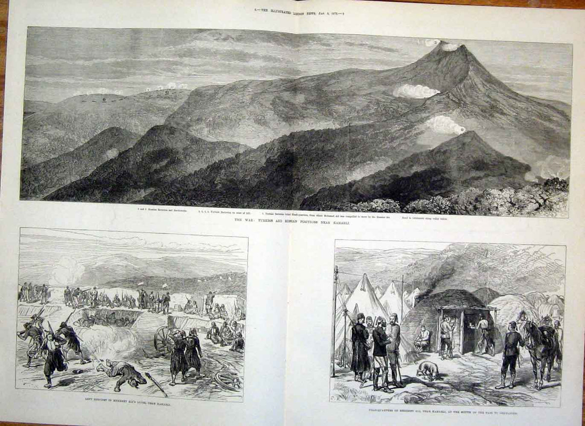 Original Old Antique Print Kamarli Russia Turkey War Mehemet 1878 Victorian
