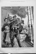 Original Old Antique Print Christmas Morning In Sight Home By Emslie Fine Art