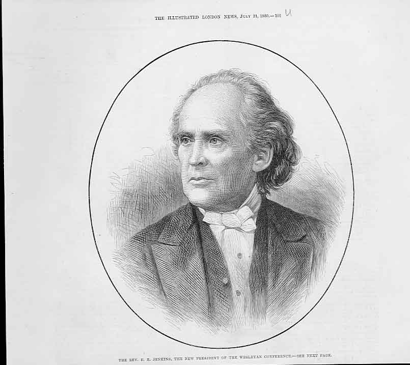 Old Antique Print Rev Jenkins President Wesleyan Congress 1880 Portrait 19th