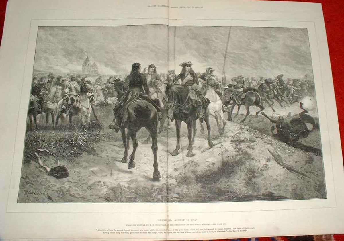 Original Old Antique Print Blenheim August 13Th 1704 Fine Art 1880