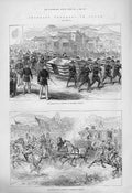 Original Old Antique Print Two Different Mikado'S In Japan 1880 19th