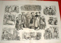Original Old Antique Print Christmas Fat Cattle Show 1880 19th