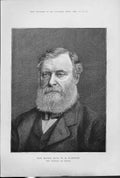 Original Old Antique Print W E Forster Secretary Ireland 1880 Portrait Victorian
