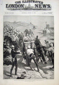 Original Old Antique Print War In Egypt Port Said 40 Pound Gun Into Ramleh 1882