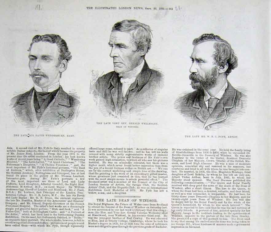 Original Old Antique Print Portraits Wedderburn Rev Wellesley& Fyfe Artist