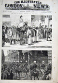 Old Antique Print Waiting To See Khedive Cavalry In Arab Quarter Cairo 20th