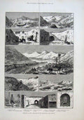 Original Old Antique Print Tunis Sketches Dwellings Troglodytes 1882 Victorian