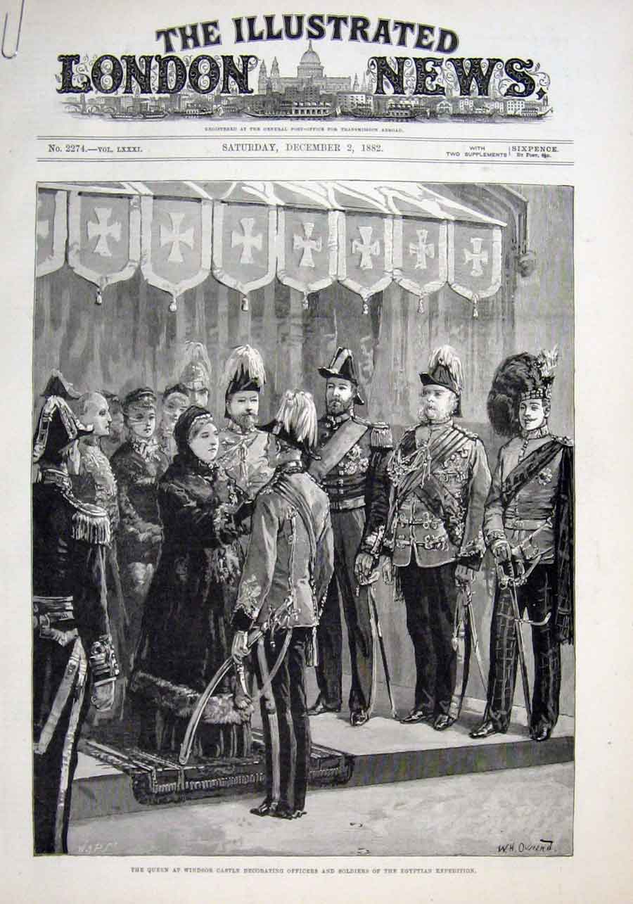 Original Old Antique Print Queen Victoria Decorates Men Egyptian Expedition 188