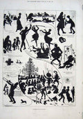 Old Antique Print John Brinstead Piano Factory 1882 & Shakespear Silhoutt 19th