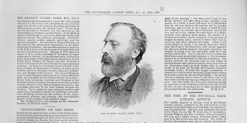 Original Old Antique Print Sir Andrew Clark Portrait 1883 19th