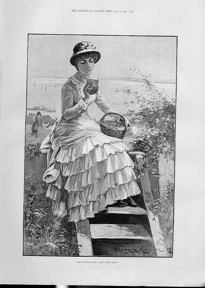 Original Old Antique Print Morning Post News From Town Fine Art