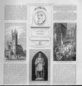 Original Old Antique Print St Pauls Hammersmith Parish Roman Baths Bath 1883