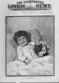 Original Old Antique Print Merry Christmas To You From A Boy & Cat