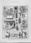 Original Old Antique Print Chelsea Hospital Fete For Royal Army Coffee Taverns