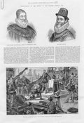 Original Old Antique Print Tercentenary Defeat Amarda 1588 1888