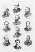 Original Old Antique Print Portrait 10 Belgian Painters 1888