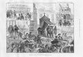 Original Old Antique Print 1888 Plymouth Festival Procession Defeat Armada 19th