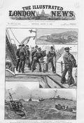 Original Old Antique Print Blocking Squadron Bantry Bay 1888 Ships Victorian
