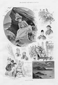 Original Old Antique Print On The Rocks At Ilfracombe 1888 19th