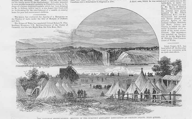 Original Old Antique Print Cadanian Shoeburyness Grleans Island Quebec 1888 19th