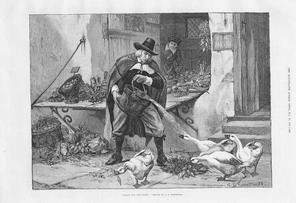Original Old Antique Print Sauce For Goose By Robertson Fine Art !!!