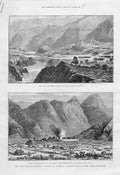 Original Old Antique Print Black Mountain Expedition India 1888 Kotkai Maidan