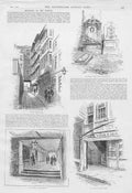 Original Old Antique Print Sketches In Nthe Temple London 1888 19th