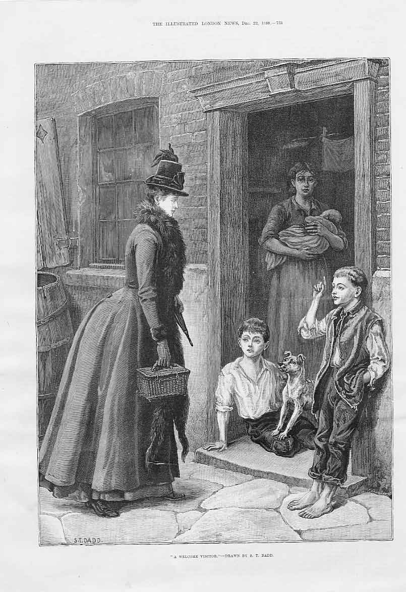 Original Old Antique Print Welcome Visitor By Dadd Fine Art 1888 19th