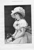 Original Old Antique Print Grandmamma'S Portrait By Kennedy 1888 Art Victorian
