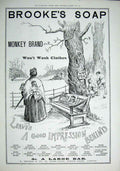 Original Old Antique Print Brookes Monkey Brand Soap Wet Paint 1889 Victorian