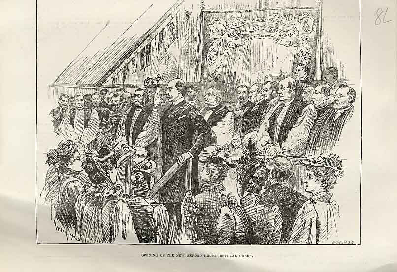 Original Old Antique Print Opening New Oxford House Bethnal Green 1892 19th
