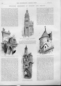 Original Old Antique Print Touraine Described In English & French 1892 Victorian