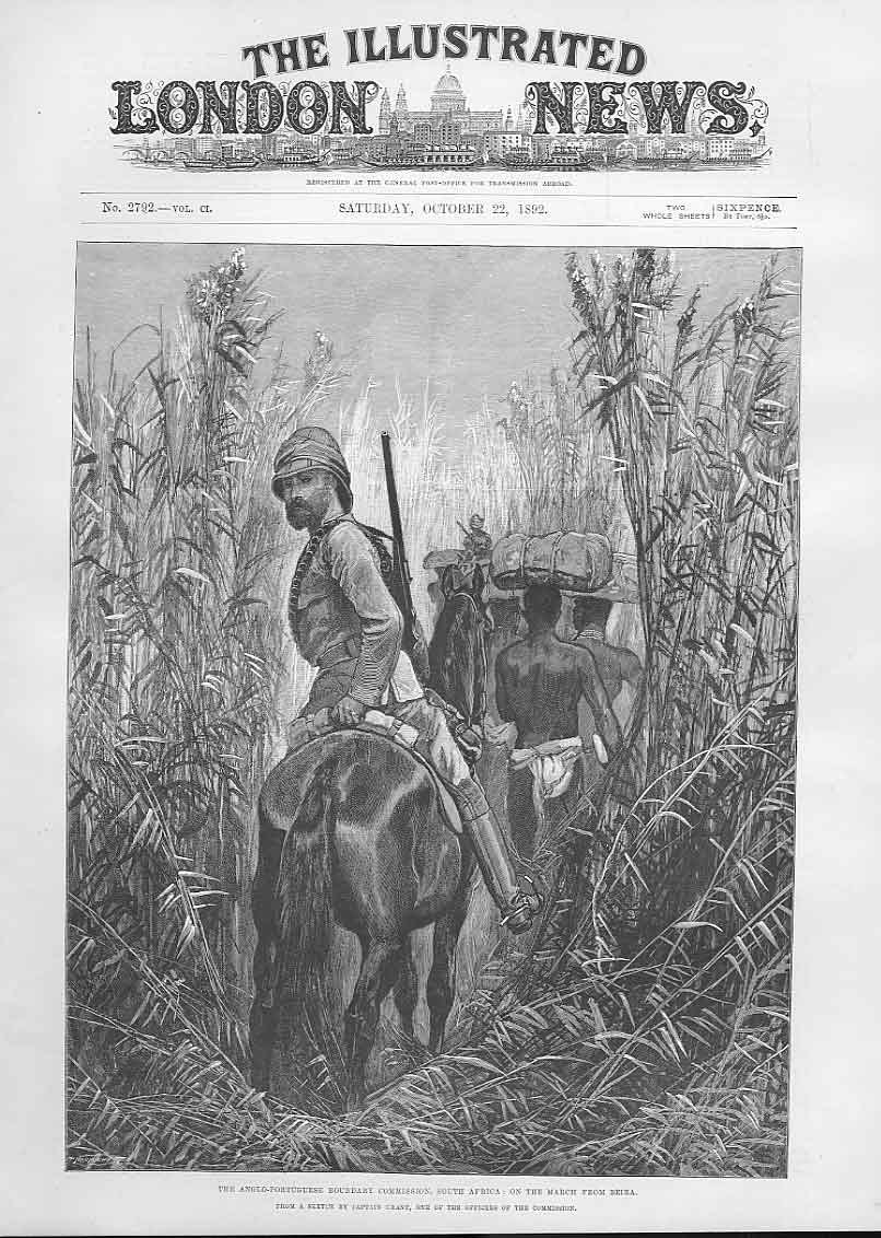 Old Antique Print On The March From Beira For Anglo Portugese Boundry Com