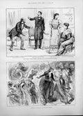 Original Old Antique Print New Plays At Haymarket & Lyric Theatres 1892 19th