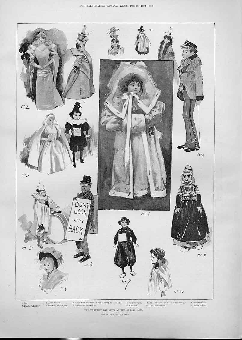 Original Old Antique Print The Truth Toy Show At Albert Hall 1892 19th