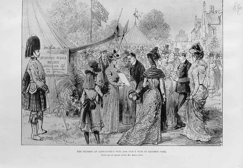 Original Old Antique Print Fete & Fancy Fair Bagshot Park 1899 19th