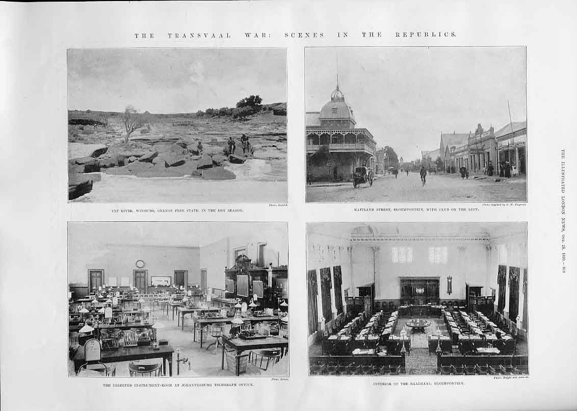 Old Antique Print Maitland St Bloemfontein Telegraph Office Johannesburg