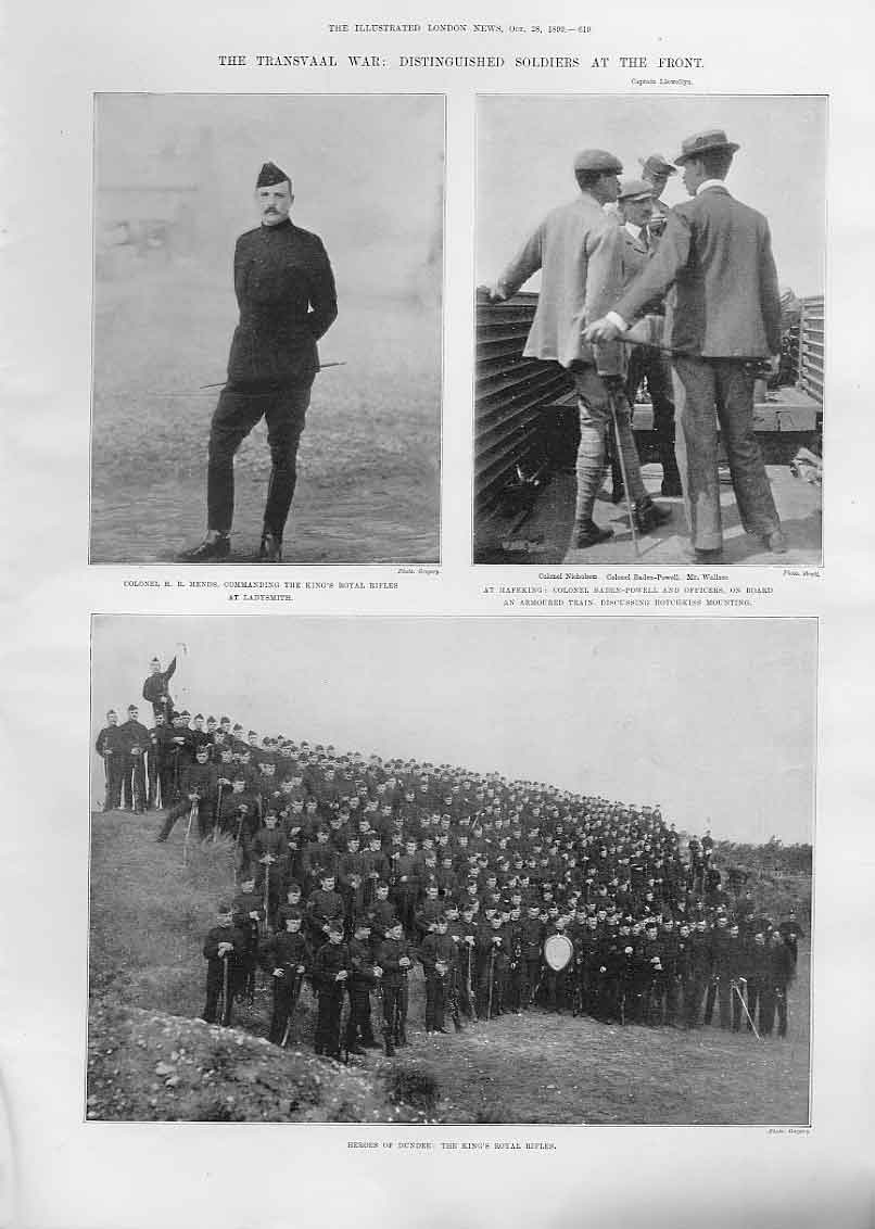 Original Old Antique Print Distinguished Siers At Front S Africa Baden Powell