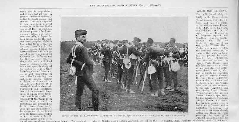 Original Old Antique Print North Lancaster Siers Who Stormed Kimberley 1899 19th