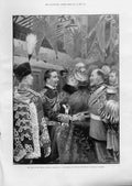Original Old Antique Print German Emperor Visits Windsor 1899 19th