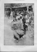 Original Old Antique Print Ice Carnivakl At Niagara In Aid Siers Wives Children