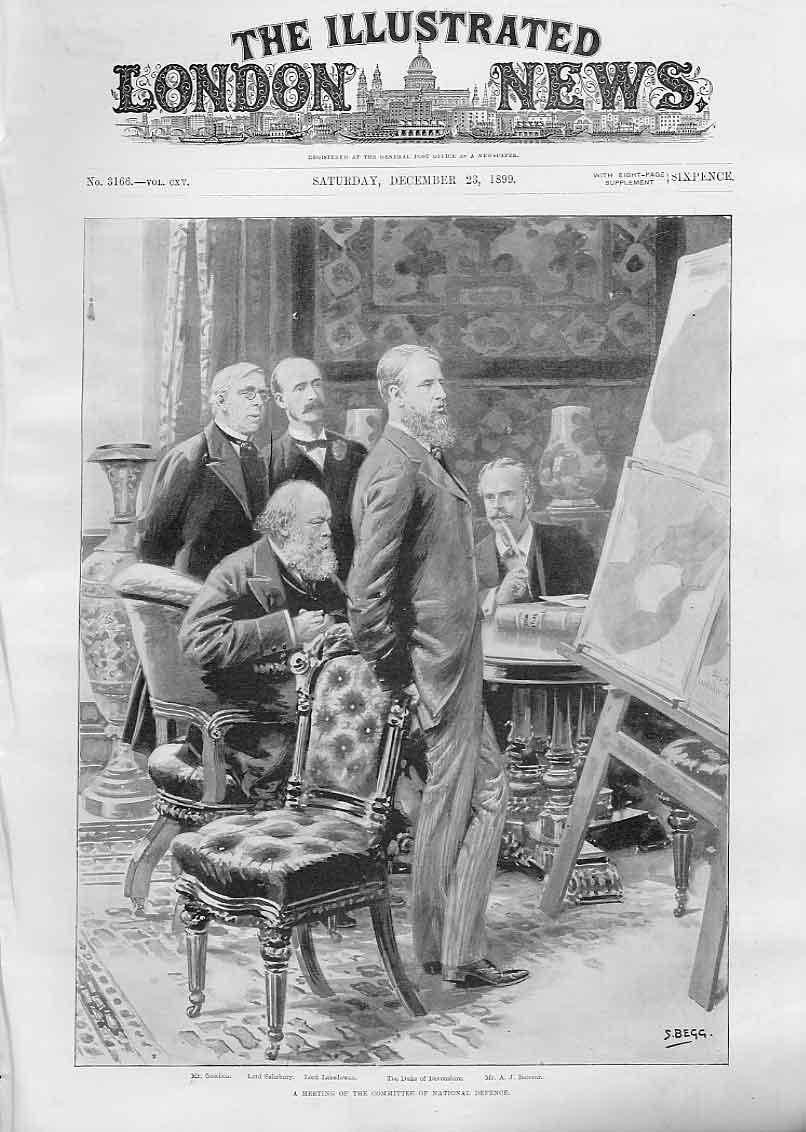 Original Old Antique Print Meeting Committee National Defence
