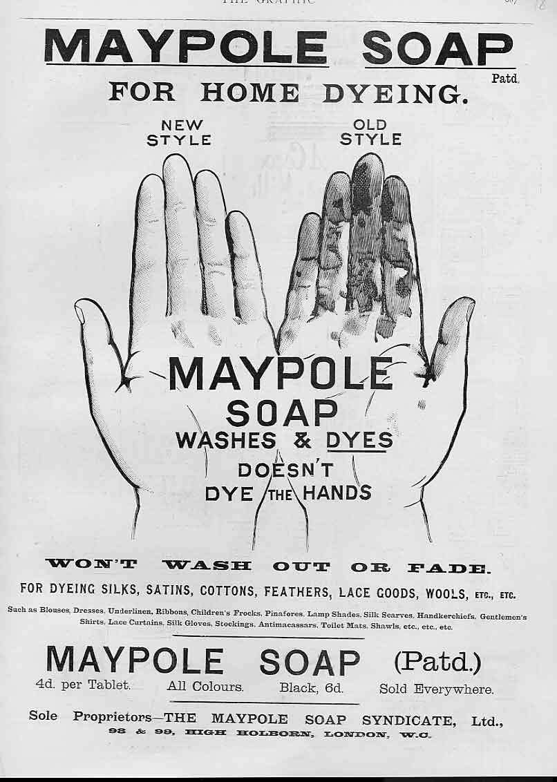 Original Old Antique Print Maypole Soap All Colours Advertisment1896 Victorian