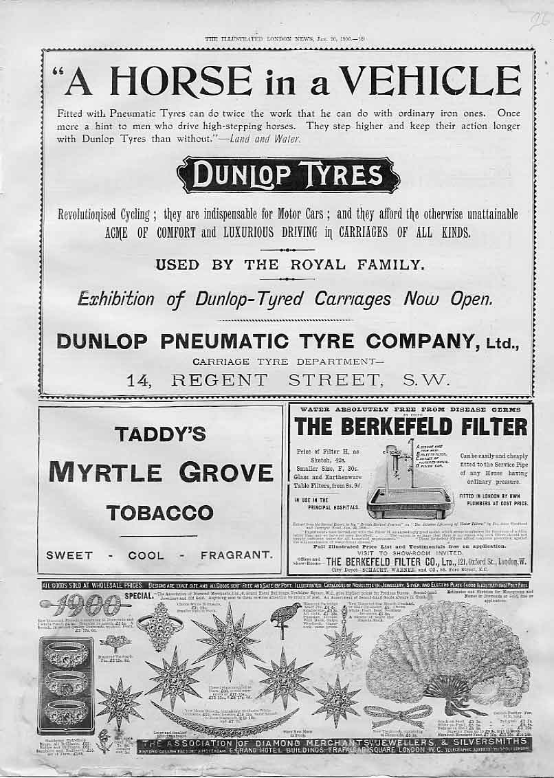 Original Old Antique Print Horse In Vechile Advertisment Dunlop Tyres 1900 20th