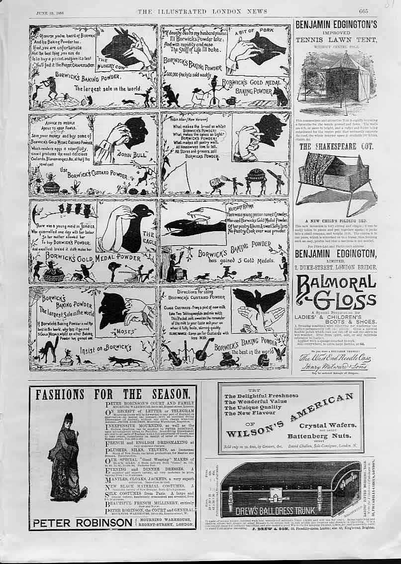 Original Old Antique Print Browicks Baking Powder Advertisment1886 Victorian