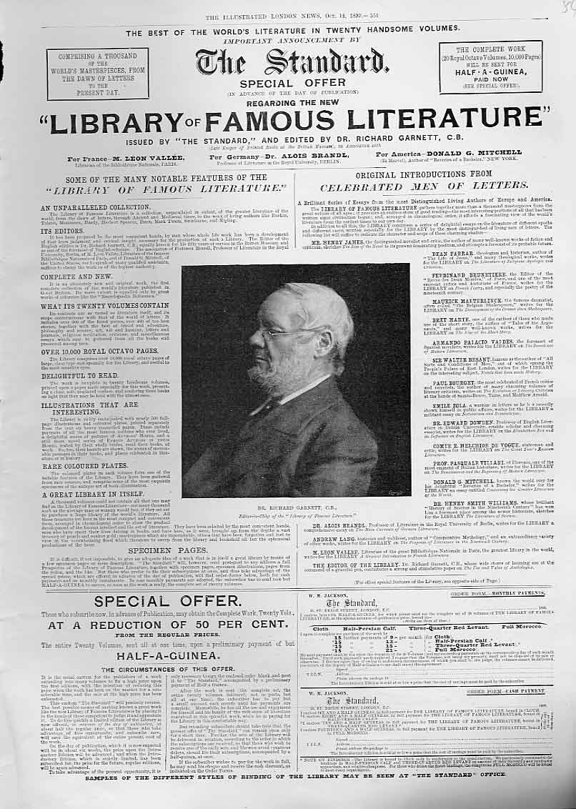 Original Old Antique Print Standard Offer Literature Library Advertisment